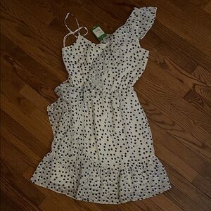 Lilly Pulitzer White and Navy One Shoulder Ruffle Dress